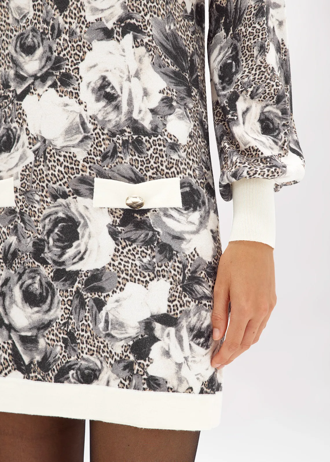 PRINTED KNIT MINI DRESS