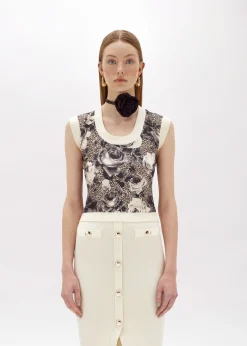 PRINTED KNIT TOP