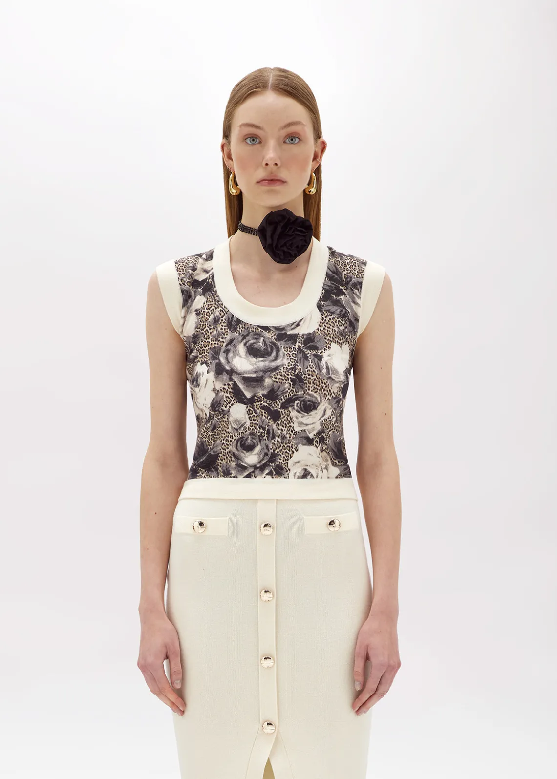 PRINTED KNIT TOP