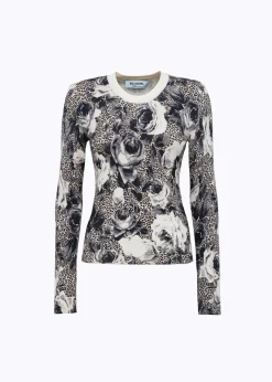 PRINTED SWEATER WITH JEWEL BUTTONS
