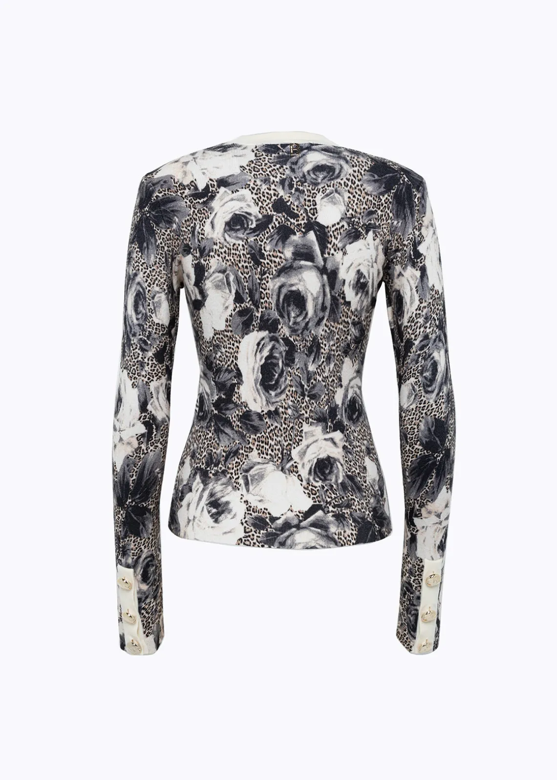 PRINTED SWEATER WITH JEWEL BUTTONS