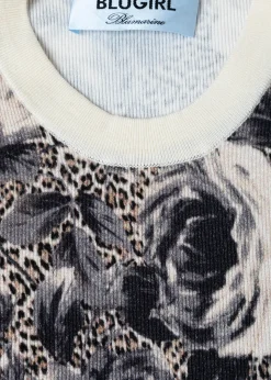 PRINTED SWEATER WITH JEWEL BUTTONS