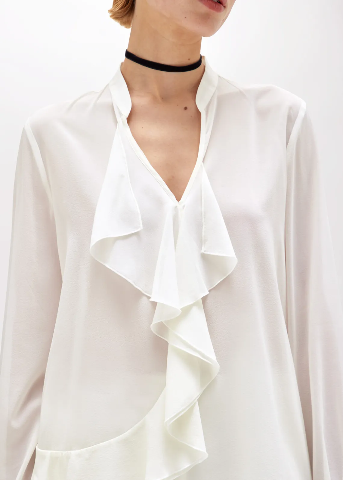 REGULAR BLOUSE IN RUFFLED SILK