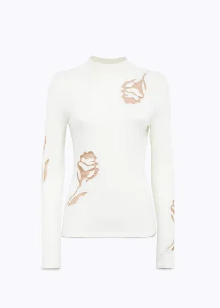 REGULAR SWEATER WITH TULLE ROSES