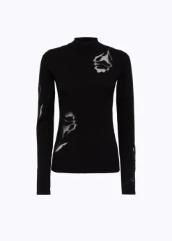 REGULAR SWEATER WITH TULLE ROSES
