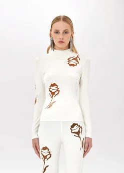 REGULAR SWEATER WITH TULLE ROSES