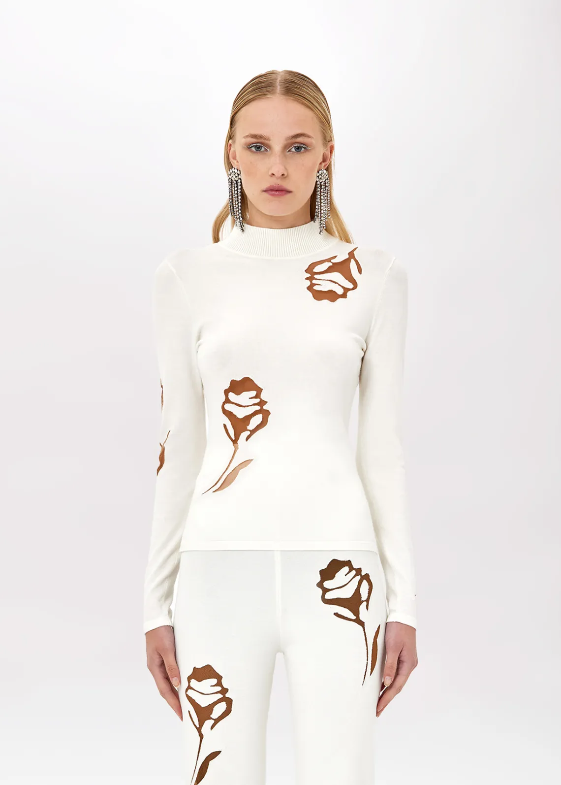 REGULAR SWEATER WITH TULLE ROSES