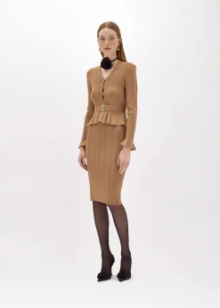 RIBBED CARDIGAN WITH LOGO BELT