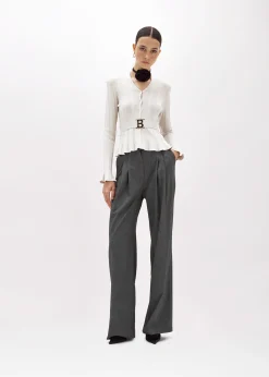 RIBBED CARDIGAN WITH LOGO BELT
