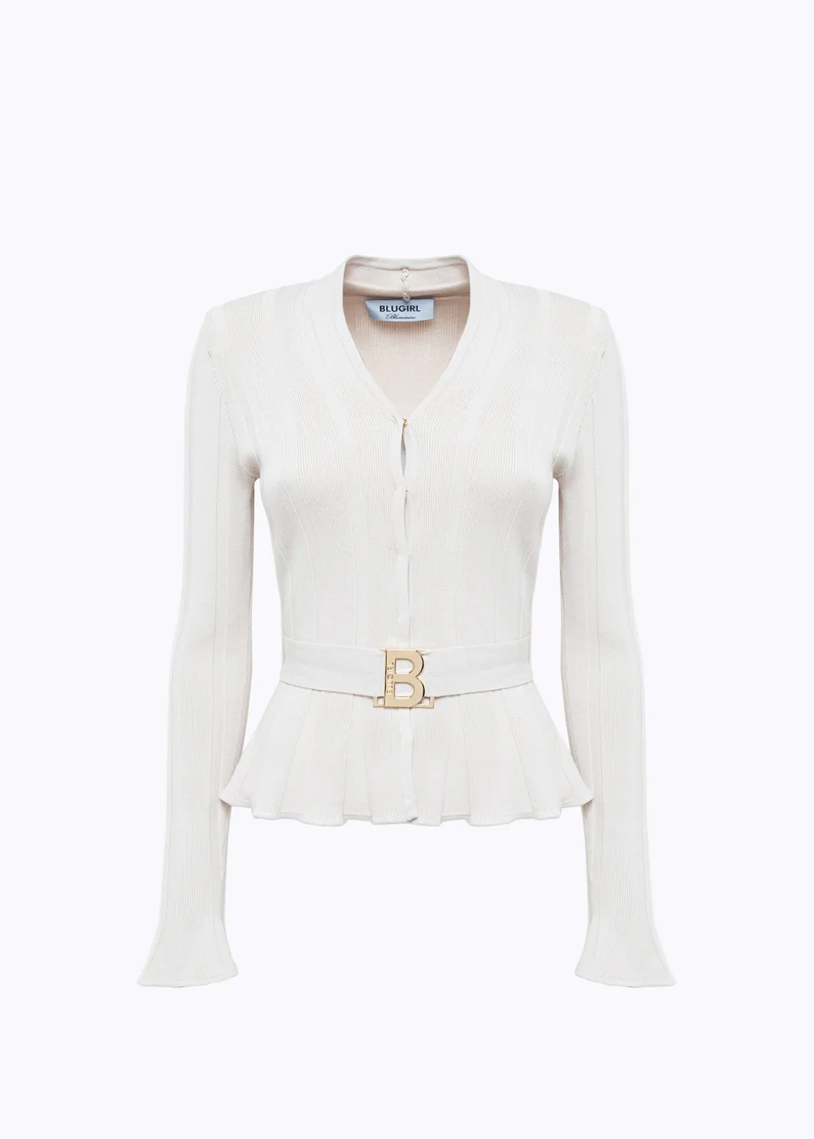 RIBBED CARDIGAN WITH LOGO BELT