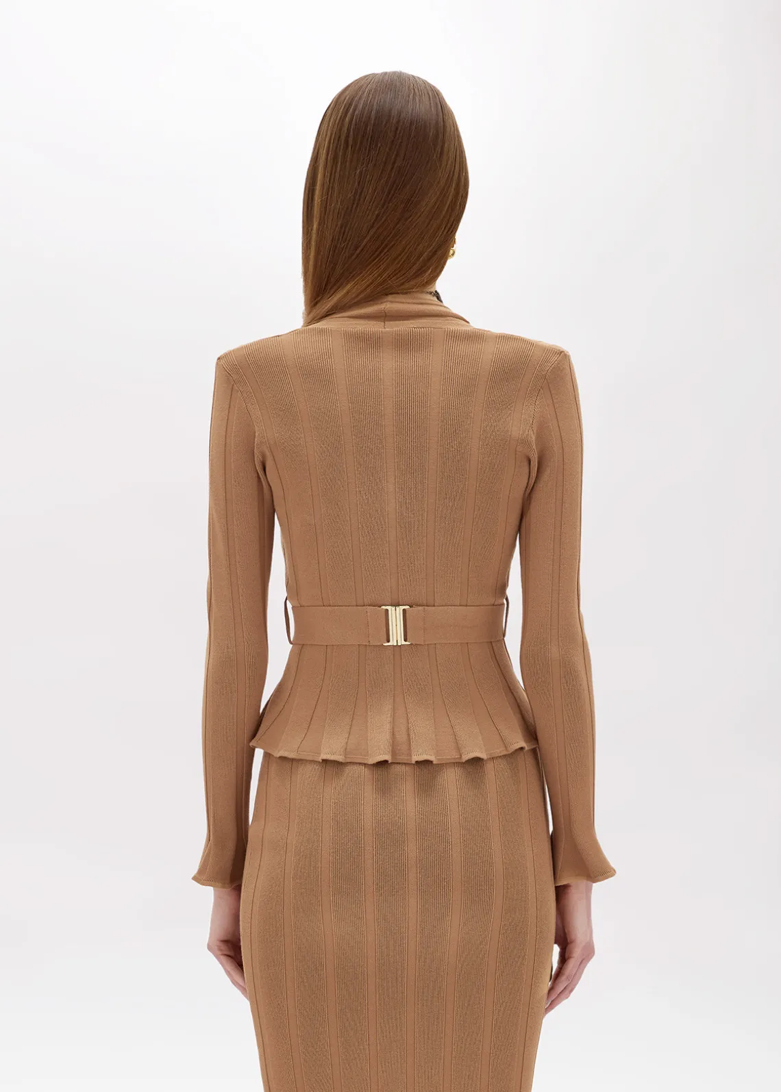 RIBBED CARDIGAN WITH LOGO BELT
