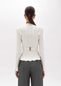 RIBBED CARDIGAN WITH LOGO BELT