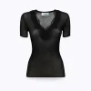 RIBBED SWEATER WITH LACE TRIM