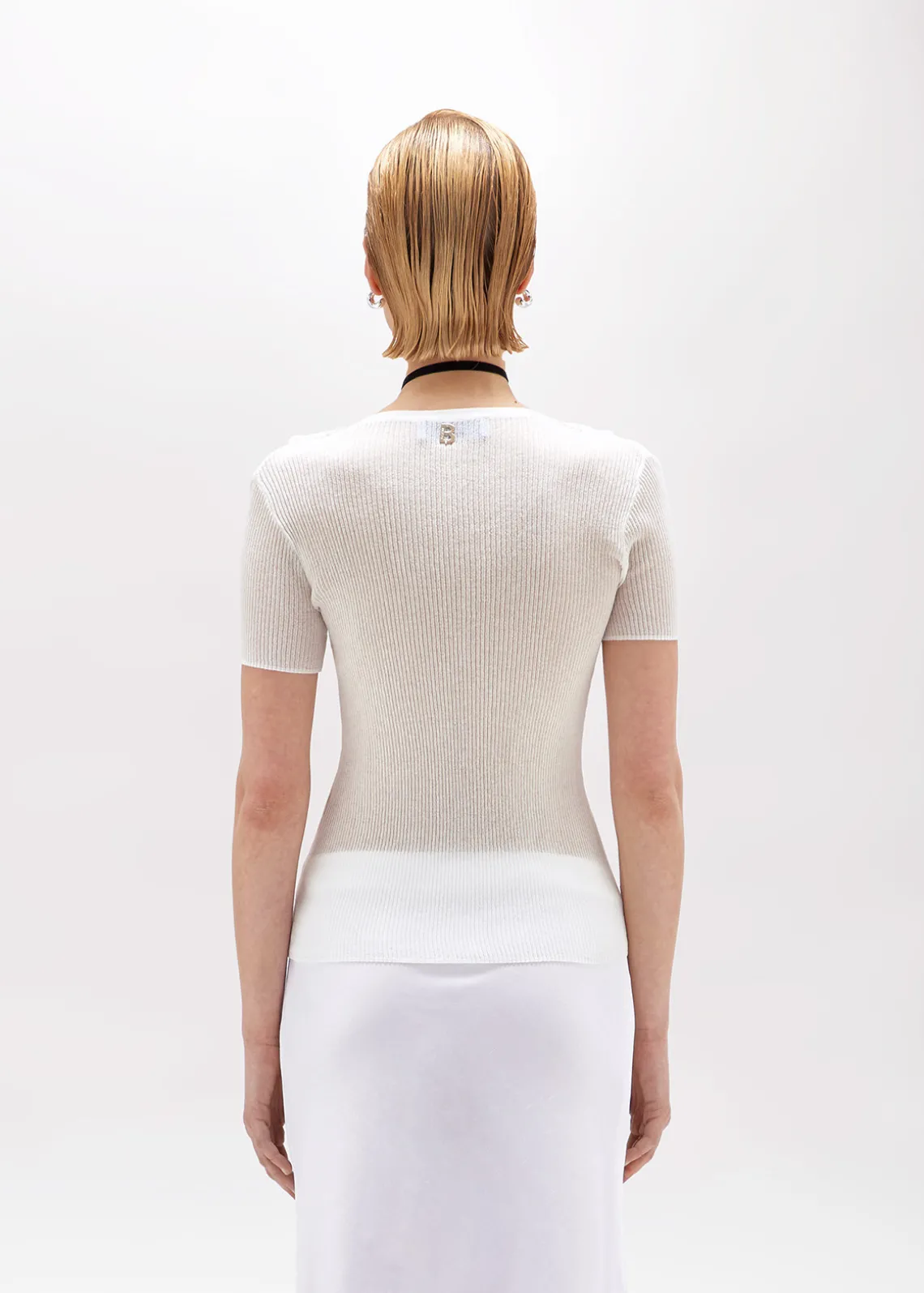 RIBBED SWEATER WITH LACE TRIM