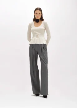 RIBBED SWEATER WITH LOGO BELT