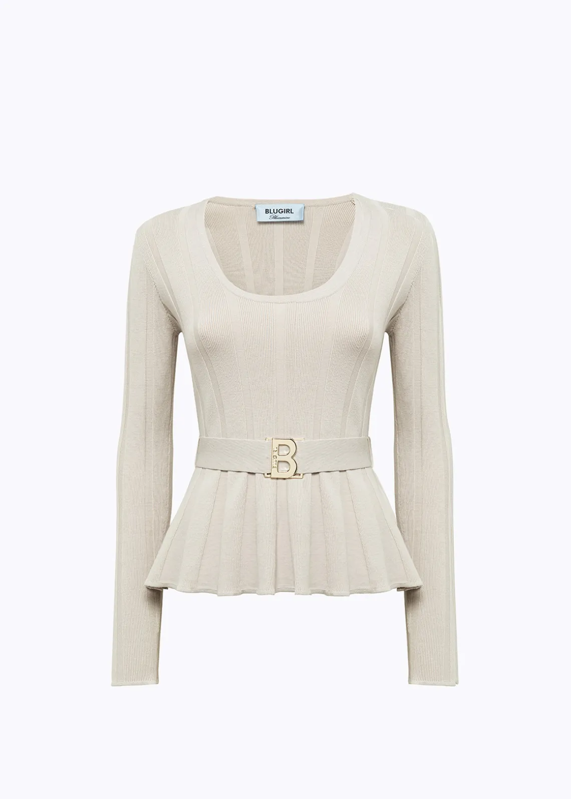 RIBBED SWEATER WITH LOGO BELT