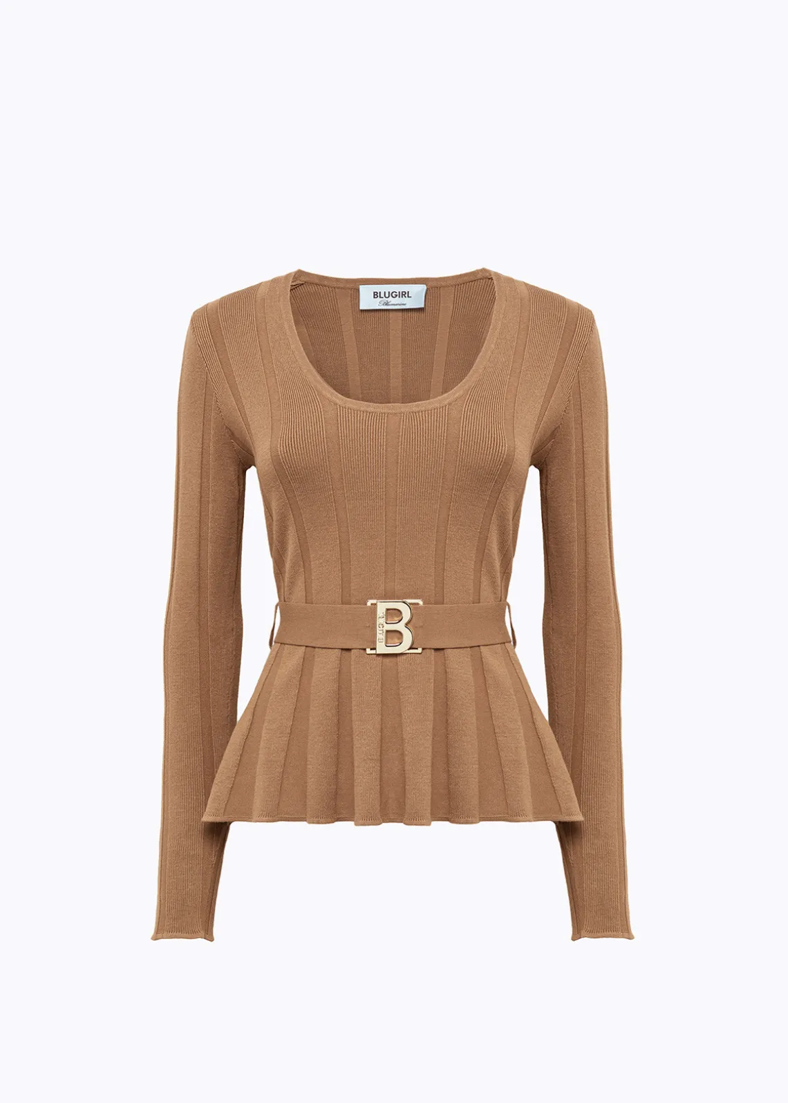 RIBBED SWEATER WITH LOGO BELT