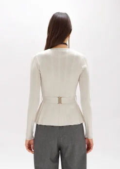 RIBBED SWEATER WITH LOGO BELT