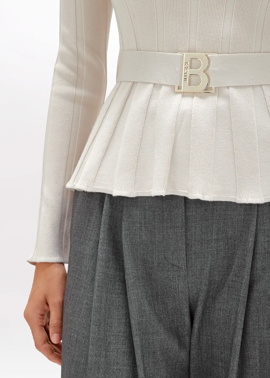 RIBBED SWEATER WITH LOGO BELT
