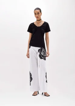 ROSE PRINT POPLIN PANTS