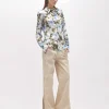 ROSE PRINT RUFFLED SILK SHIRT