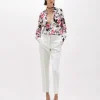 ROSE PRINT RUFFLED SILK SHIRT