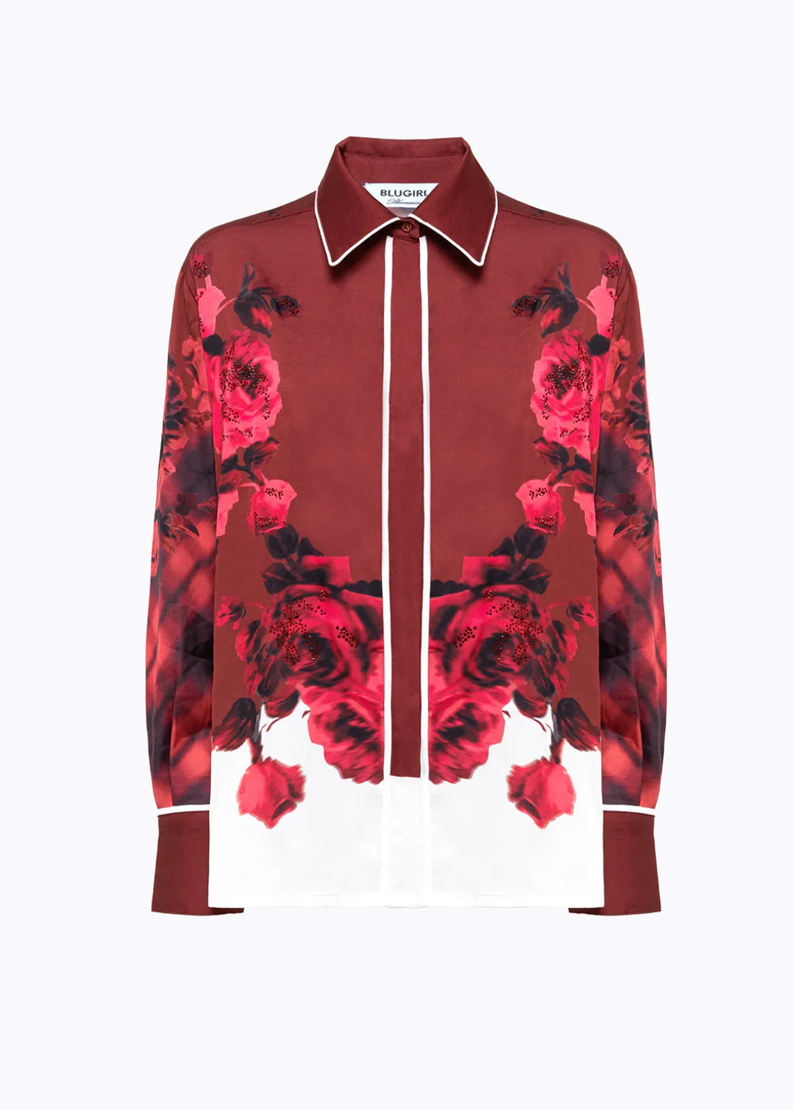 ROSE PRINT SATIN SHIRT