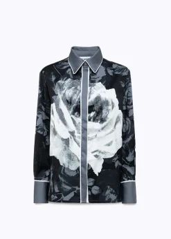 ROSE PRINT SATIN SHIRT