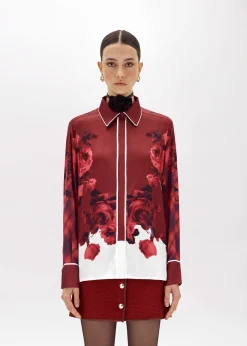ROSE PRINT SATIN SHIRT