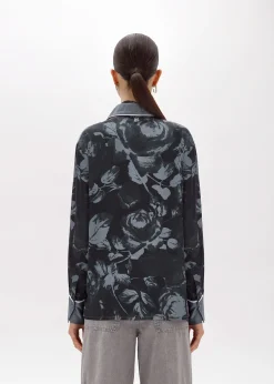 ROSE PRINT SATIN SHIRT