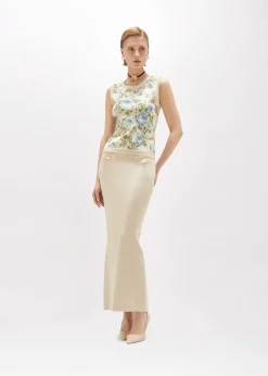 ROSE PRINT VISCOSE LUREX TOP