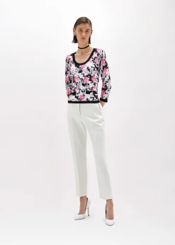 ROSE PRINT VISCOSE LUREX SWEATER