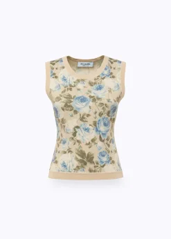 ROSE PRINT VISCOSE LUREX TOP