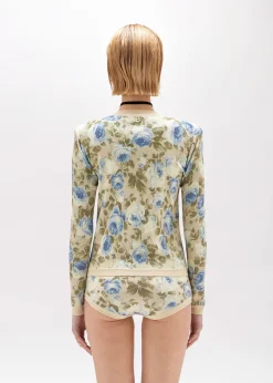ROSE PRINT VISCOSE LUREX CARDIGAN