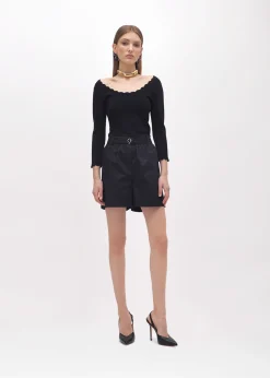 SCALLOPED VISCOSE SWEATER