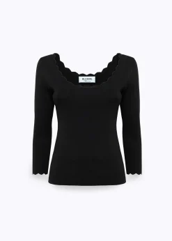 SCALLOPED VISCOSE SWEATER