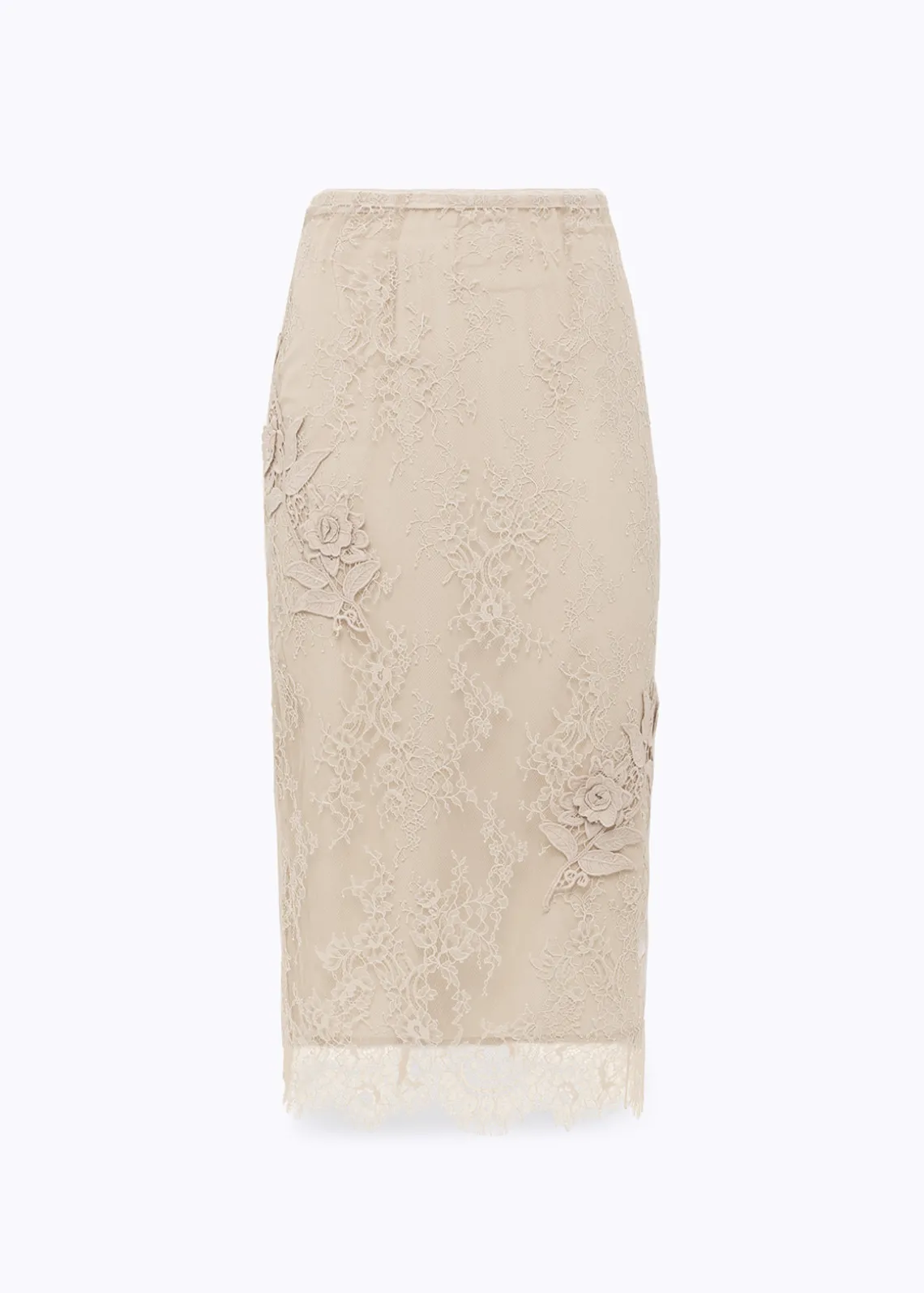 SHEATH SKIRT WITH EMBROIDERY ROSE DESIGN