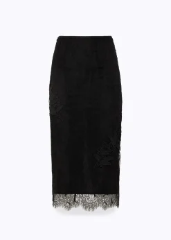 SHEATH SKIRT WITH EMBROIDERY ROSE DESIGN
