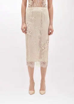 SHEATH SKIRT WITH EMBROIDERY ROSE DESIGN