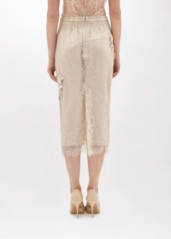 SHEATH SKIRT WITH EMBROIDERY ROSE DESIGN