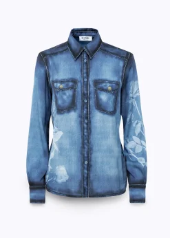 SHIRT IN DENIM-EFFECT SATIN