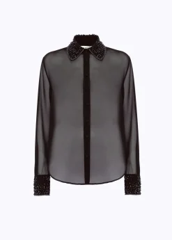 Shirt in embroidered georgette