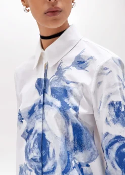 SHIRT IN ROSE PRINT POPLIN