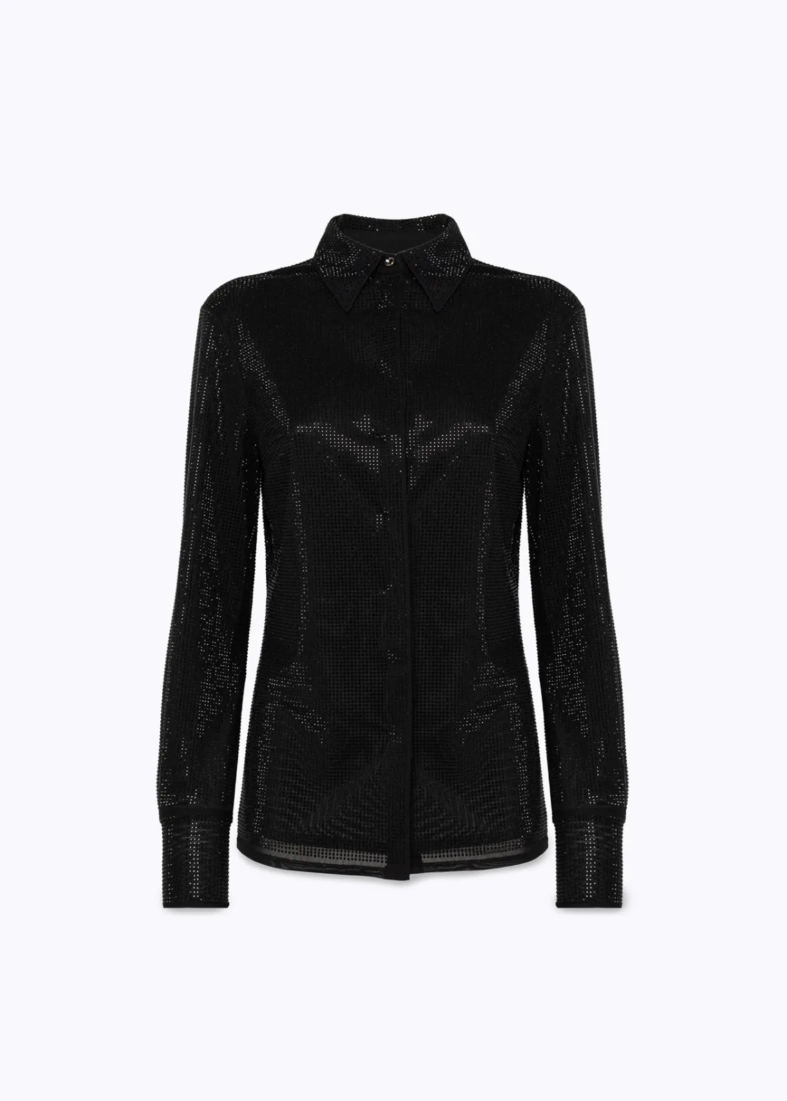 Shirt in tulle with rhinestones