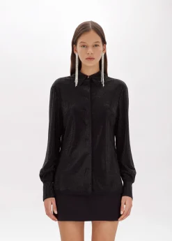 Shirt in tulle with rhinestones