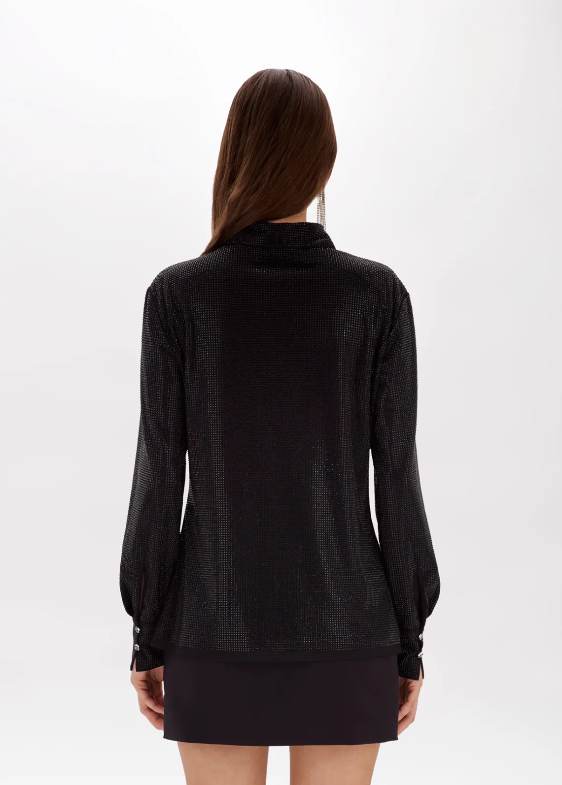 Shirt in tulle with rhinestones