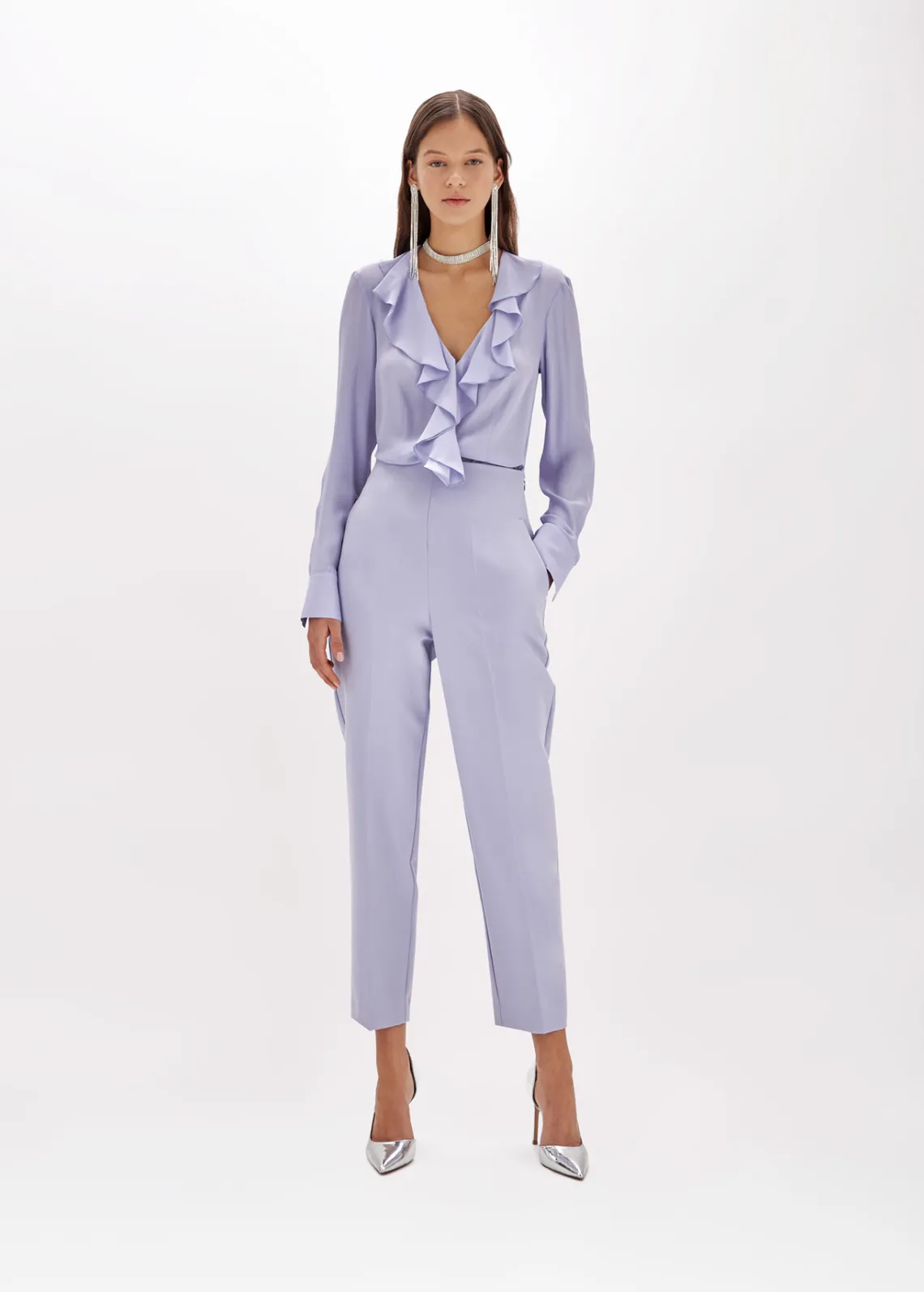 Silk crêpe de Chine blouse with ruffles