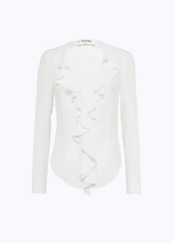 Silk crêpe de Chine blouse with ruffles