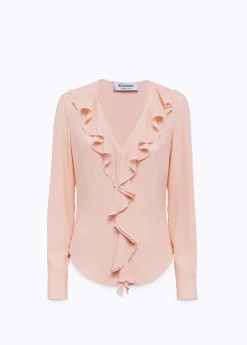 Silk crêpe de Chine blouse with ruffles