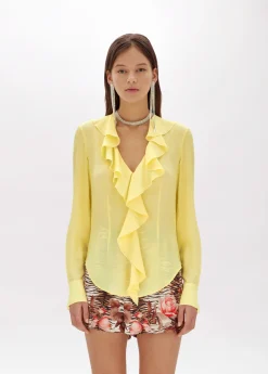 Silk crêpe de Chine blouse with ruffles